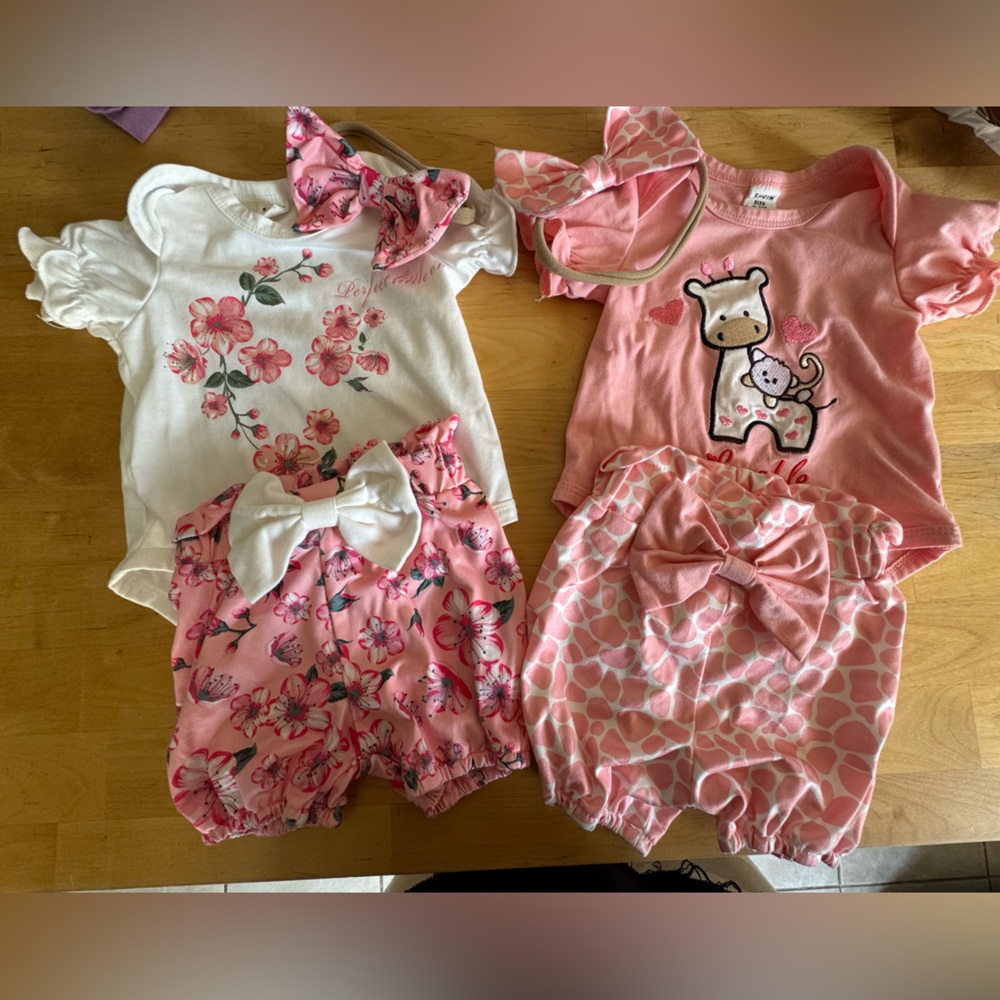Floral and Animal Print newborn baby, 2 outfits